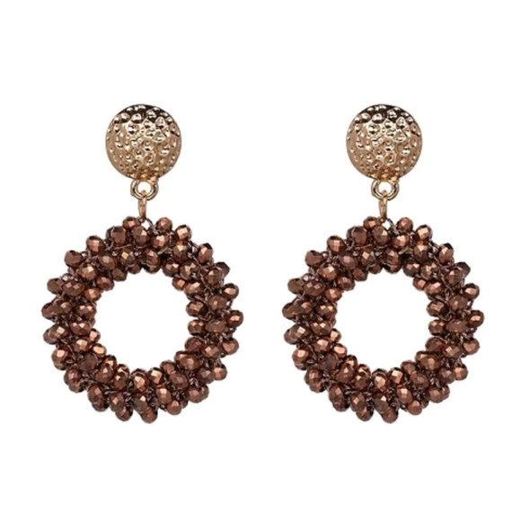 Handmade bronze crystal beaded earrings- 2 options - Picture 1 of 2